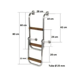 Edelstahl-Badeleiter Mit 3 Holz-Stufen - ORANGEMARINE -Schiffsausrüstung Verkauf edelstahl badeleiter mit 3 holz stufen 4