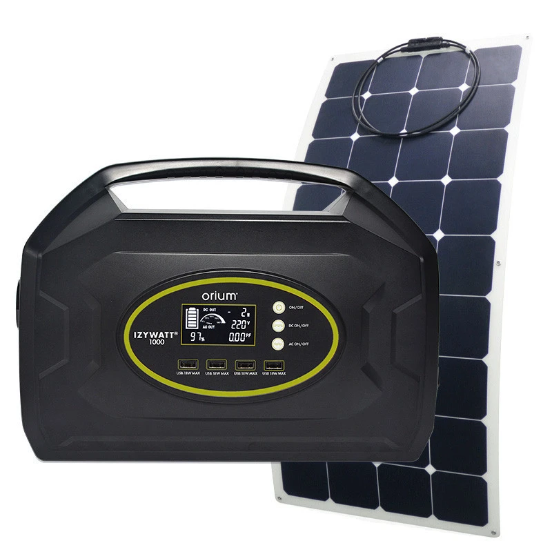 Tragbare Energiestation IZYWATT 1000 + Halbstarres Solarpanel 120W - ORIUM 3 Tragbare Energiestation IZYWATT 1000 + Halbstarres Solarpanel 120W - ORIUM