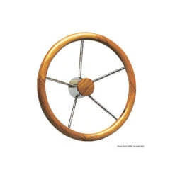 Steuerrad Inox Mit Teak-Krone